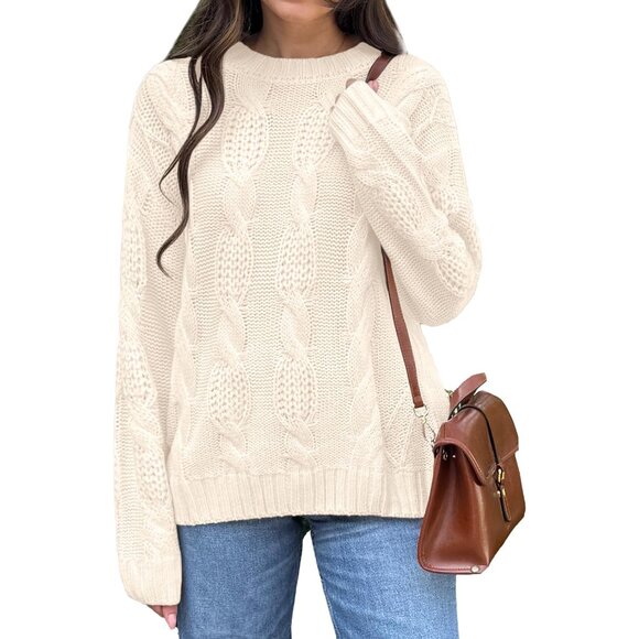Women´s Cable Knit Sweater Fall Trendy Oversized...